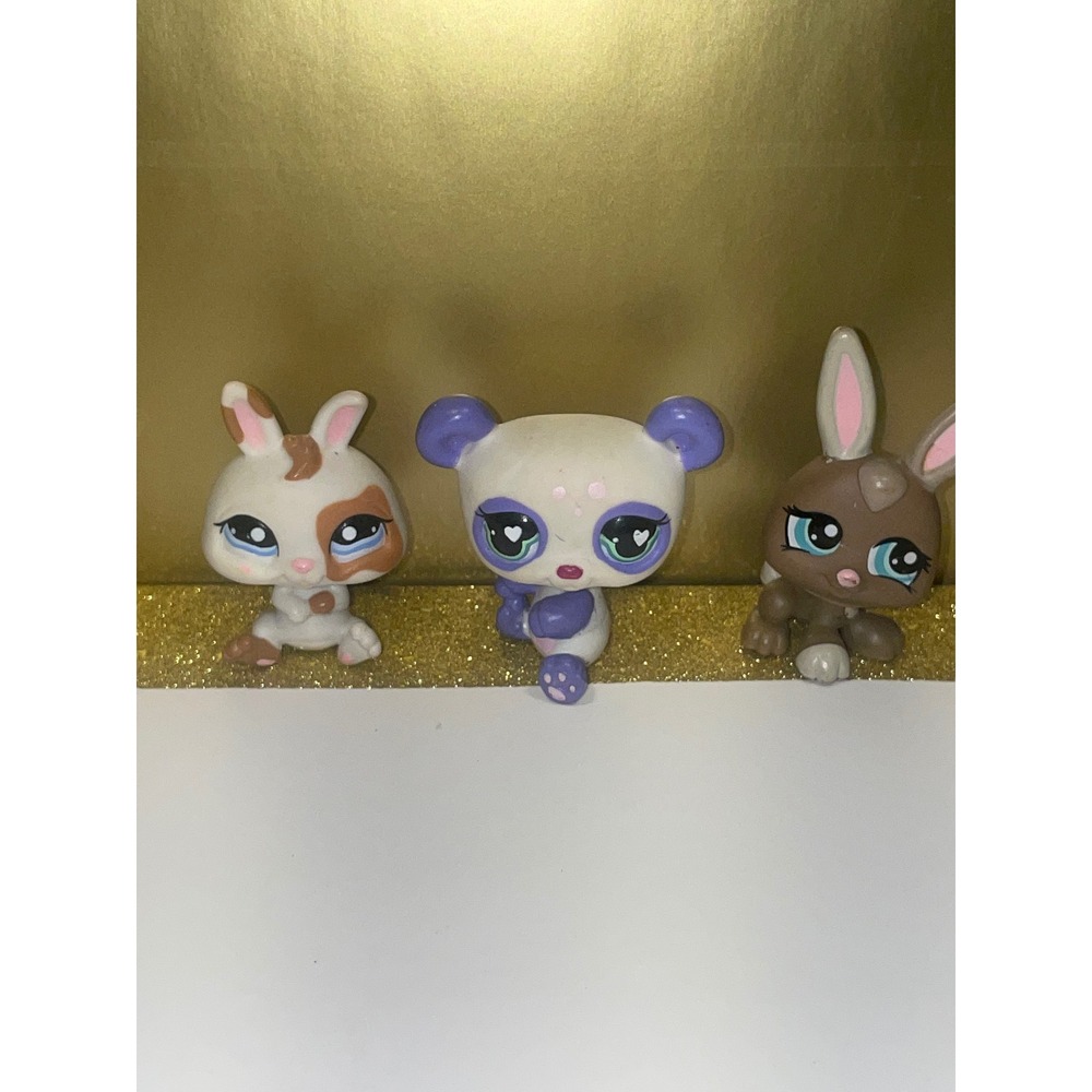Littlest Pet Shop LPS Bunny and Panda Figurines Lot 3 Toys Hasbro